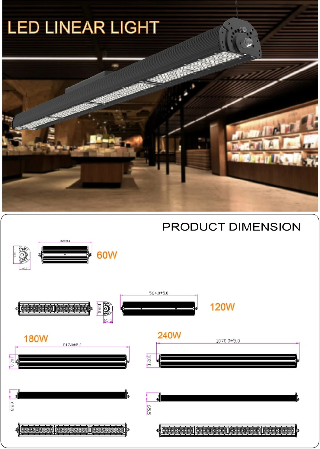 LED Linear Pendant Chandelier Light for Office Shop Gallery Office Outdoor